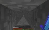 An image of a player digging straight up in-game (Image via Minecraft)